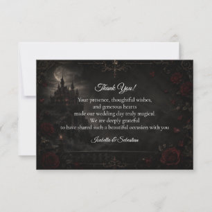 Carte De Remerciements Mariage Romantique sous la Lune Gothique Enchantée