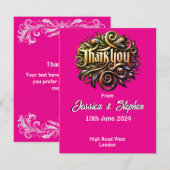 Carte de remerciements Mariage rose (Devant / Derrière)