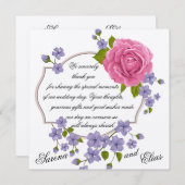 Carte de remerciements Mariage rose (Devant / Derrière)