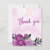 Carte de remerciements mariage rose (Devant)