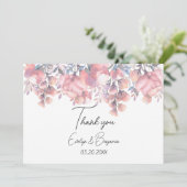 Carte De Remerciements Mariage rose à fleurs Dusty (Debout devant)