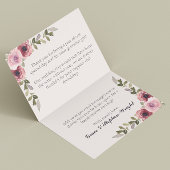 Carte de remerciements Mariage rose aquarelle