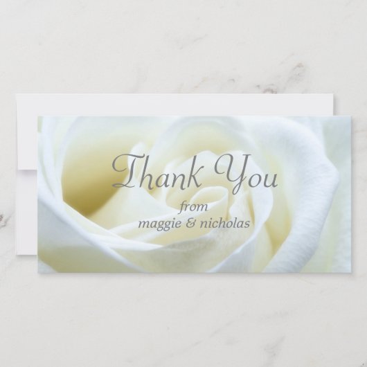Carte De Remerciements Mariage Rose Blanc (Devant)