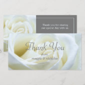 Carte De Remerciements Mariage Rose Blanche (Devant / Derrière)