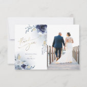 carte de remerciements mariage rose bleu (Devant)
