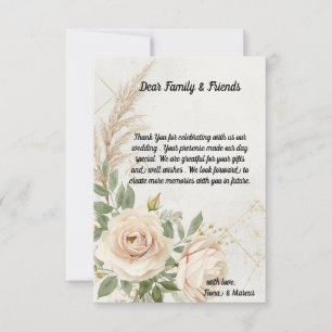Carte De Remerciements Mariage Rose classique Rustique Boho