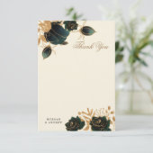 Carte De Remerciements Mariage Rose d'aquarelle or (Debout devant)