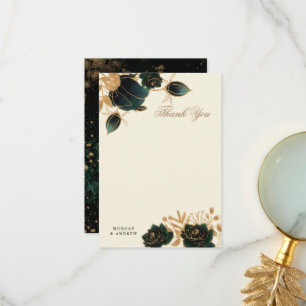 Carte De Remerciements Mariage Rose d'aquarelle or