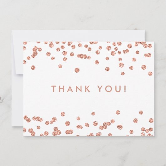 Carte De Remerciements Mariage Rose d'or Confetti White (Devant)