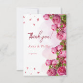 Carte De Remerciements Mariage rose Elegant Fleurs (Devant)