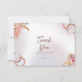 Carte de remerciements Mariage rose et Brown (Dos)