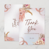 Carte de remerciements Mariage rose et Brown (Devant / Derrière)