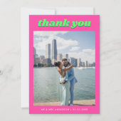 Carte De Remerciements Mariage rose et vert rétro (Devant)