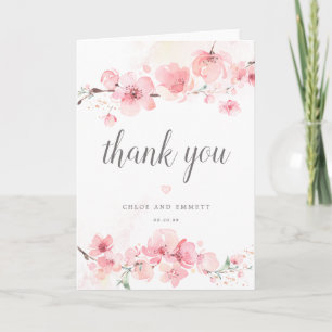 Carte de remerciements Mariage rose Fleur de ceris