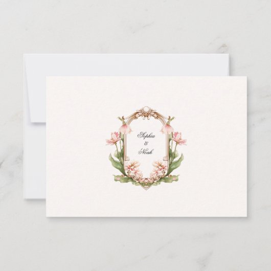 Carte de remerciements Mariage rose fleuri et vert (Dos)