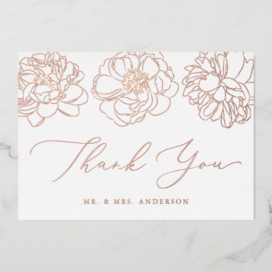 Carte de remerciements Mariage rose Gold Foil (Recto)