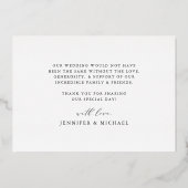 Carte de remerciements Mariage rose Gold Foil (Verso)