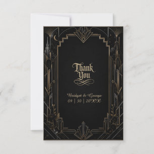 Carte De Remerciements Mariage Rose Gothique Art Déco Skyline