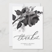 Carte De Remerciements Mariage Rose noir Aquarelle moderne (Devant)