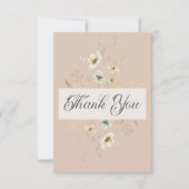 Carte De Remerciements Mariage rose pâle du cadre Fleur sauvage rustique (Devant)