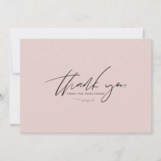 Carte de remerciements Mariage rose pâle minimalis (Devant)