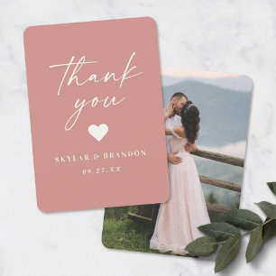 Carte De Remerciements Mariage rose Rose couleur solide simple