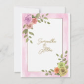 Carte de remerciements Mariage rose Rose en fleurs (Dos)