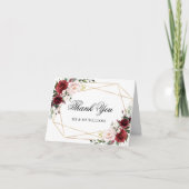 Carte de remerciements Mariage Rose rose et bordea (Devant)