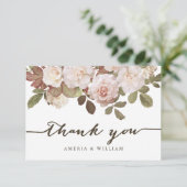 Carte de remerciements Mariage Rose vintage (Debout devant)