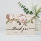 Carte de remerciements Mariage Rose vintage (Debout devant)