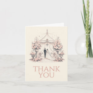 Carte De Remerciements Mariage Rose Vintage