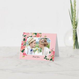 Carte de remerciements Mariage Rose vintage