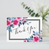 Carte de remerciements Mariage Roses rose aquarell (Debout devant)