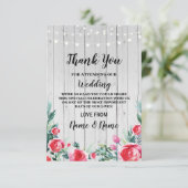 Carte de Remerciements Mariage Roses Rouges (Debout devant)