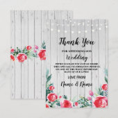 Carte de Remerciements Mariage Roses Rouges (Devant / Derrière)