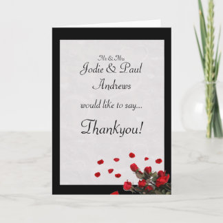 Carte De Remerciements Mariage Roses Rouges - Remerciements pour Fiançail