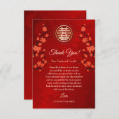 Carte De Remerciements Mariage rouge cerisier en fleurs (Devant / Derrière)