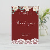 Carte de remerciements mariage rouge élégant aquar (Debout devant)