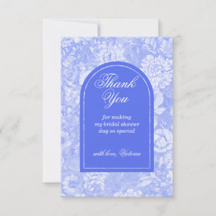 Carte De Remerciements Mariage Royal Bleu Floral Victorian