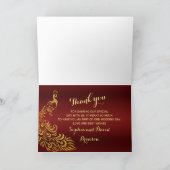 Carte De Remerciements Mariage Royal Bourgogne Paon Or Remerciement (Intérieur)