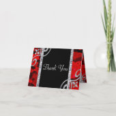 Carte De Remerciements Mariage Ruby Red Roses & Diamond Swils (Devant)
