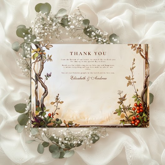Carte De Remerciements Mariage Rustic Berry Branch
