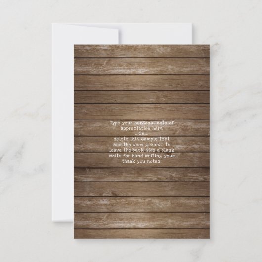 Carte De Remerciements Mariage Rustic Wood LOVE & THANKS String Lights (Dos)
