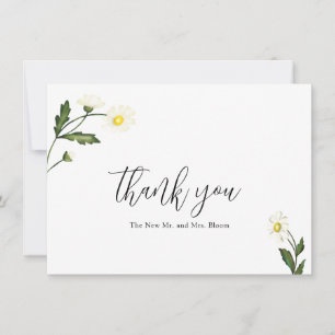 Carte De Remerciements Mariage rustique aux fleurs de marguerite blanche