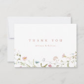 Carte De Remerciements Mariage rustique bohème élégant aux fleurs sauvage (Devant)