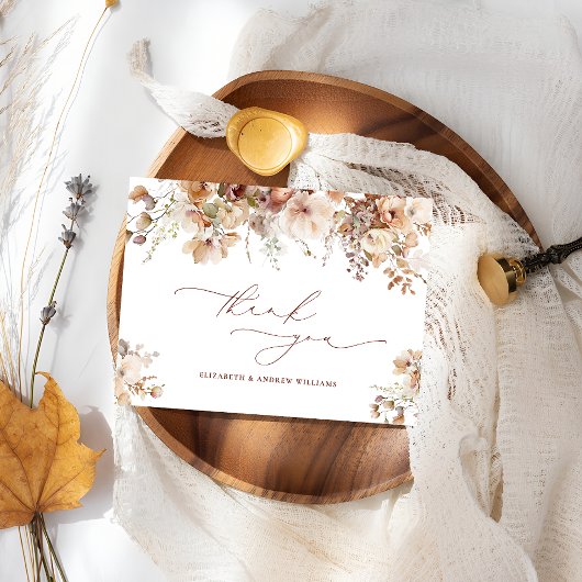 Carte De Remerciements Mariage Rustique Boho Garden Flowers