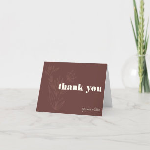 Carte De Remerciements Mariage rustique chaleureux art en ligne floral mi