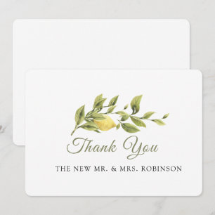 Carte De Remerciements Mariage rustique Citron Grass ElegantThank You Car