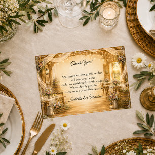 Carte De Remerciements Mariage rustique dans une grange intérieure