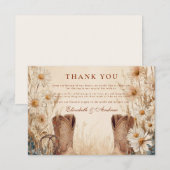 Carte De Remerciements Mariage rustique de bottes de marguerite (Devant / Derrière)